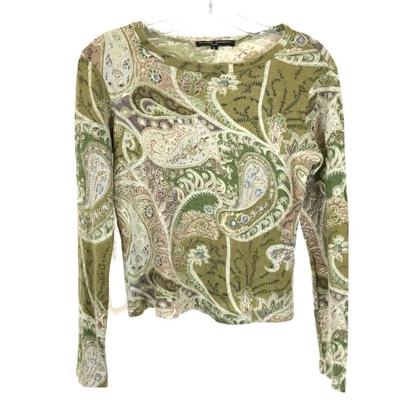 Womens Size Medium Olivier Goureau Cashmere and Silk Blend Paisley Print Sweater - Picture 1 of 3